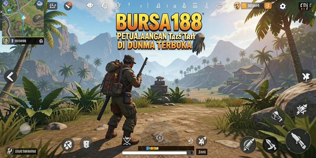 Tangkapan layar BURSA188 menampilkan dunia terbuka yang luas dan indah di dalam game.