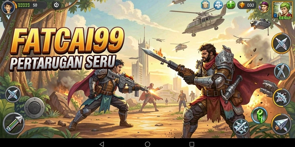 Screenshot gameplay FATCAI99 yang menunjukkan aksi pertarungan yang mengesankan.