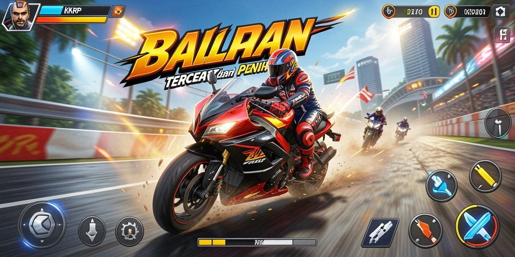 Gameplay KKRP dengan aksi balapan motor yang seru.