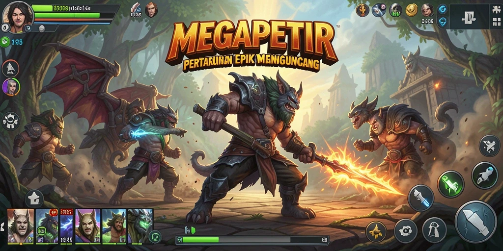 Tampilan gameplay MEGAPETIR yang menegangkan dan seru.