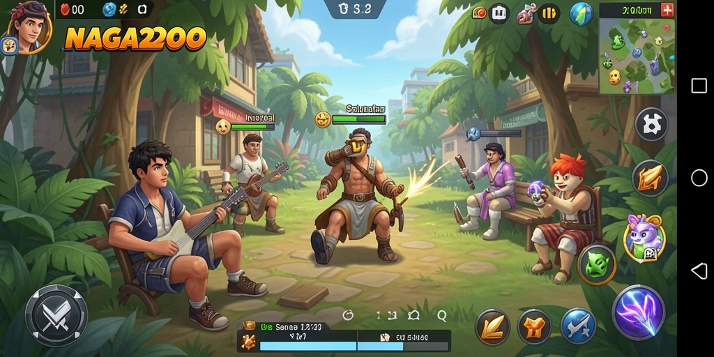 Tampilan gameplay NAGA2000 yang menarik dan ceria.