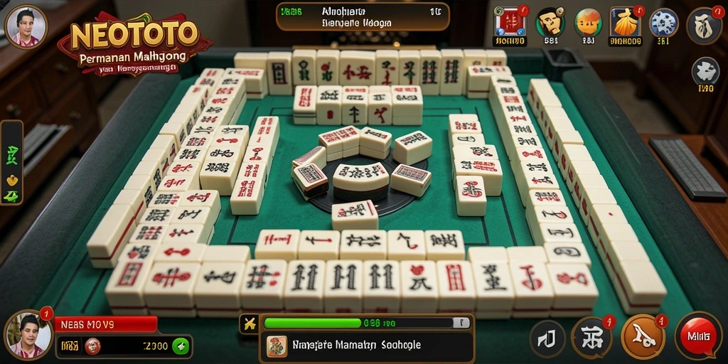 Screenshot gameplay NEOTOTO dengan tampilan ubin Mahjong yang menarik.