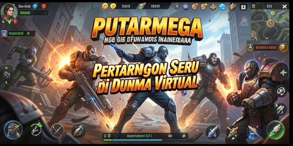 Tangkapan layar utama PUTARMEGA menunjukkan aksi pertarungan yang mendebarkan.