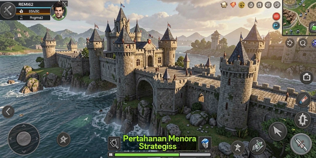 Tangkapan layar dari gameplay REMI62 yang menunjukkan strategi Tower Defense.