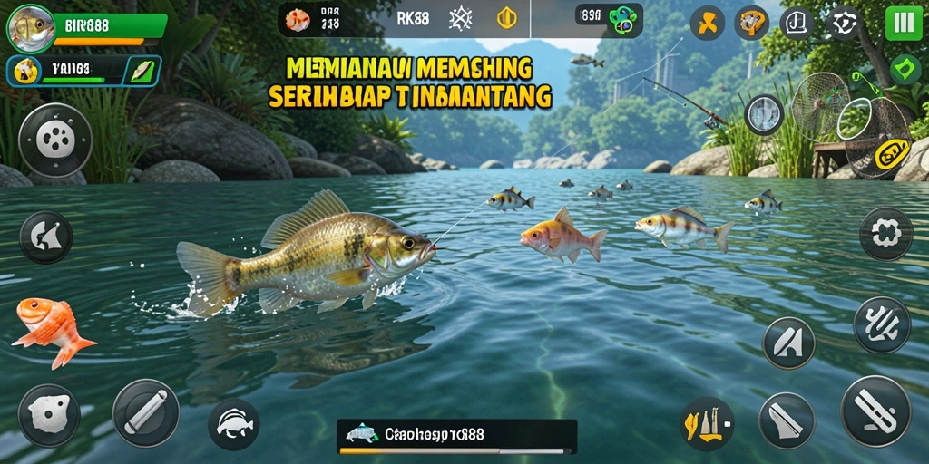 Tampilan gameplay RK88 yang menarik saat memancing.