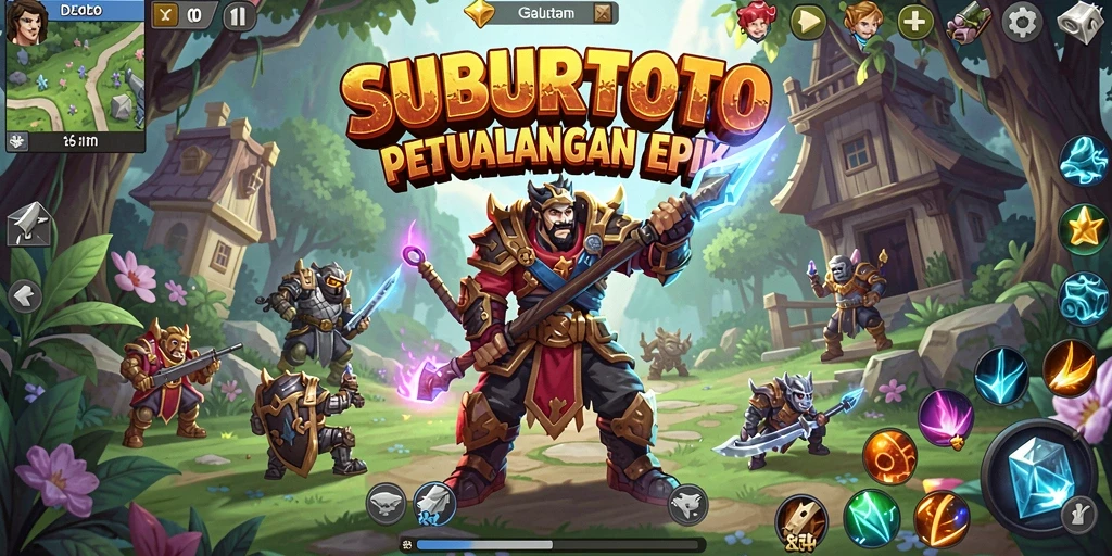 Tampilan gameplay SUBURTOTO yang epik dan penuh aksi RPG.