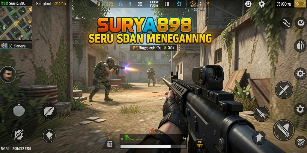 Screenshot game SURYA898 menampilkan pertempuran FPS yang intens dan strategis.