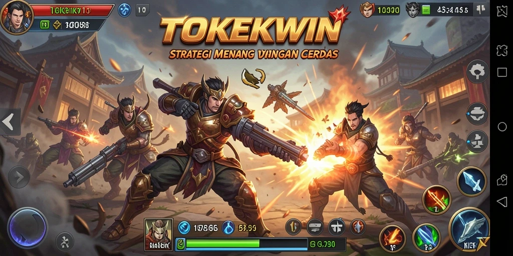 Screenshot gameplay TOKEKWIN menampilkan pertarungan strategi yang intens.